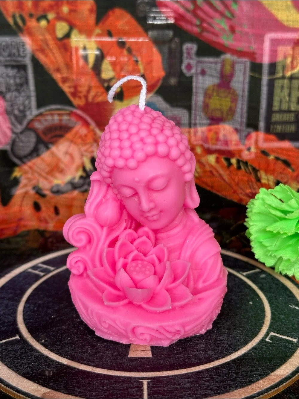 Handmade Pink Buddha Lotus Candle – Spiritual Meditation Decor